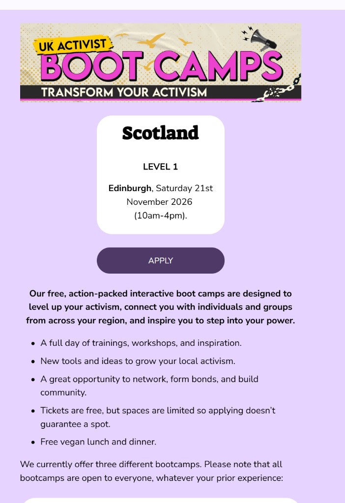 AFN UK Activist Boot Camp Edinburgh